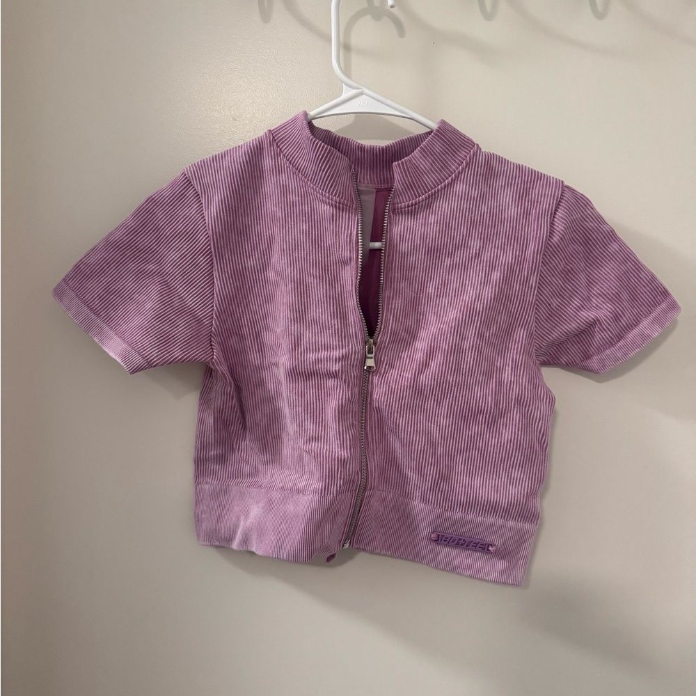 Bo+Tee - Cropped Purple Cropped Zip-Up